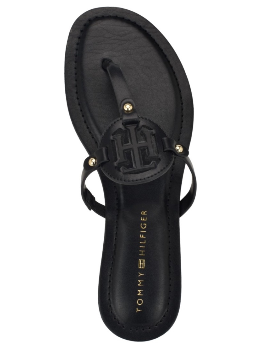 Tommy Hilfiger Women's Litzy Logo T-Strap Flat Sandals - Black